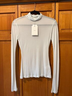 NWT A.L.C. Sheer Light Blue Long Sleeve Mock Neck Top